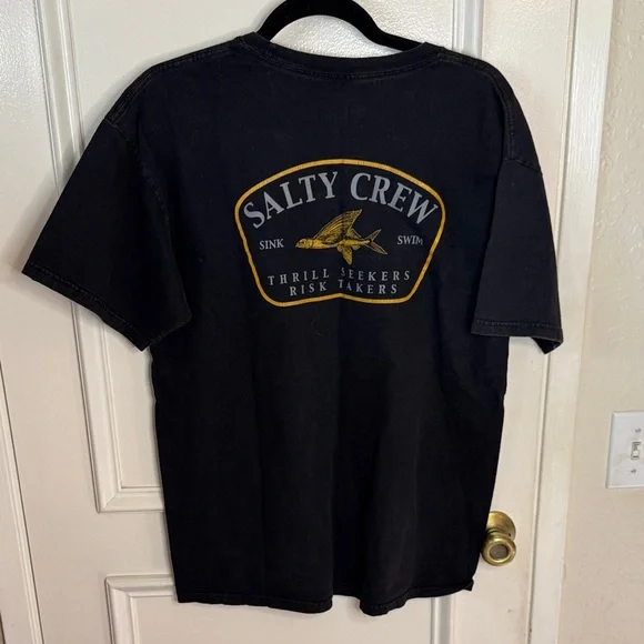 Salty Crew Black Short Sleeve Tee with Gold Emblem - Picture 5 of 5